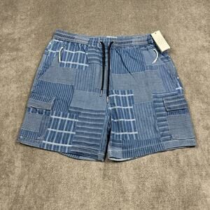 NEW Kith Japanese Indigo Jacquard Wolcott Short Mens Large Blue Cargo Drawstring